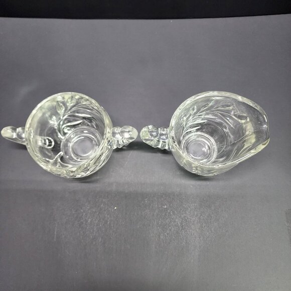 Vintage Indiana Clear Glass Willow Pattern Creamer and Sugar Bowl SET - Picture 6 of 13